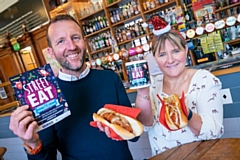 Paul Ambrose, BID Manager with Caroline Norton, manager of The Medicine Tap. At Street Eat on 17 December they’ll be serving wild boar bratwurst, mulled wine and German beers.